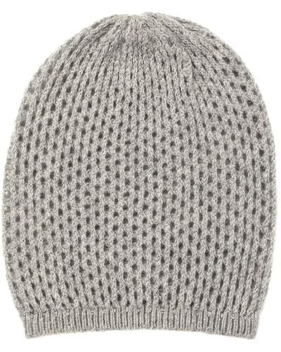 Johnstons of Elgin Cashmere Crochet Beanie - Grey