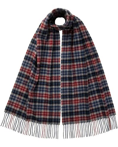 Johnstons of Elgin Small Check Cashmere Scarf - Blue