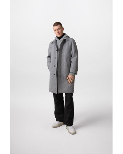 Johnstons of Elgin Balmacaan Wool Coat - Grey