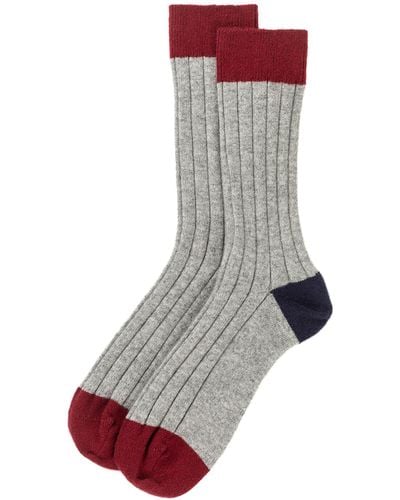 Johnstons of Elgin Colour Block Cashmere Socks M - Grey