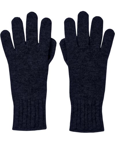 Johnstons of Elgin Cable Cuff Cashmere Gloves - Blue