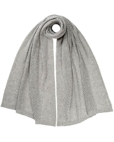 Johnstons of Elgin Cashmere Crochet Wrap - Grey