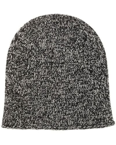 Johnstons of Elgin Charcoal & Luna Marl Cashmere Donegal Beanie - Grey