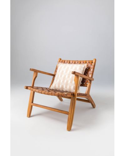 Johnstons of Elgin Blanket Stitched Basketweave Cushion - Natural
