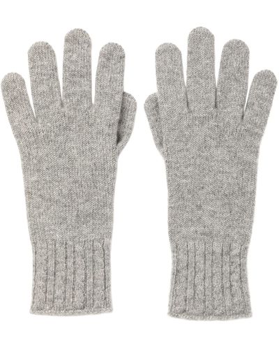 Johnstons of Elgin Cable Cuff Cashmere Gloves - Grey