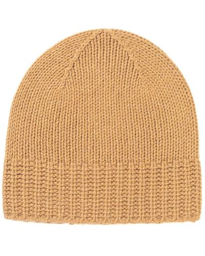 Johnstons of Elgin Camel Cashmere Jersey Cuff Beanie - Natural