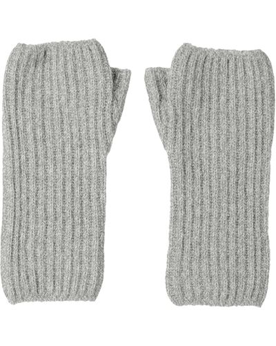 Johnstons of Elgin Ribbed Cashmere Wrist Warmers - Grey