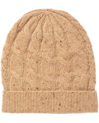 Johnstons of Elgin Cashmere Donegal Cable Beanie - Natural