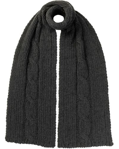 Johnstons of Elgin Luxe Cable Cashmere Scarf - Black