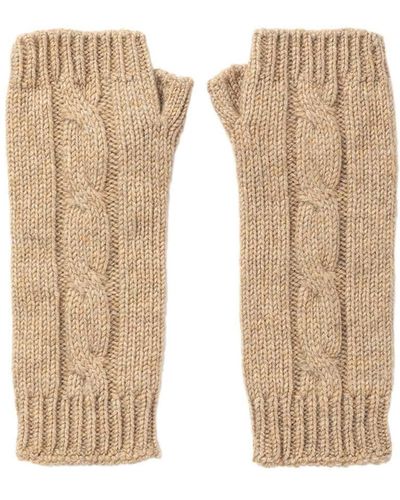 Johnstons of Elgin Cable Cashmere Wrist Warmers - Natural