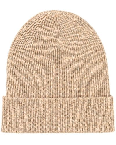 Johnstons of Elgin Oatmeal Slouchy Ribbed Beanie - Natural