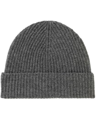 Johnstons of Elgin Mid Ribbed Cashmere Beanie - Black