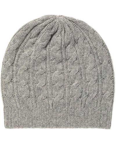 Johnstons of Elgin Light Gauzy Cable Cashmere Relaxed Beanie - Grey
