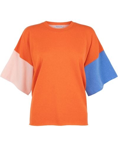 Johnstons of Elgin Colour Block Cashmere T-Shirt - Orange