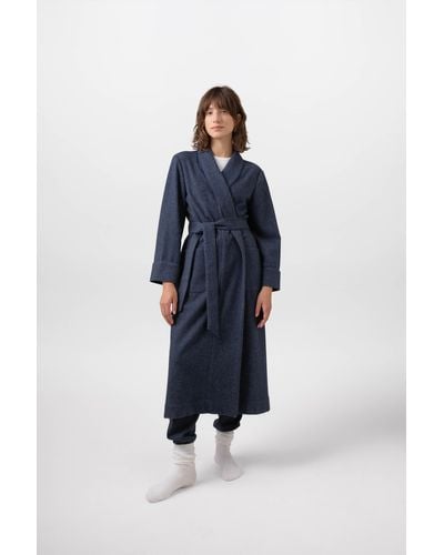 Johnstons of Elgin Donegal Cashmere Dressing Gown - Blue