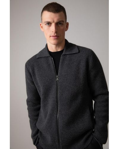 Johnstons of Elgin Milano Stitch Cashmere Jacket - Grey