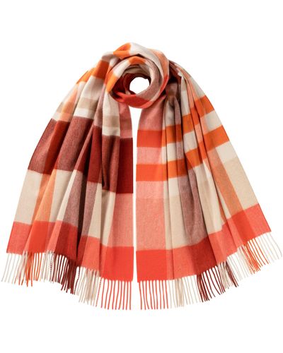 Johnstons of Elgin Check Cashmere Stole - Red