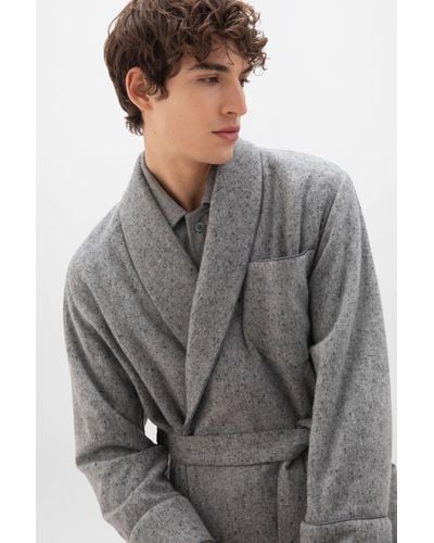 Johnstons of Elgin Donegal Cashmere Dressing Gown - Grey