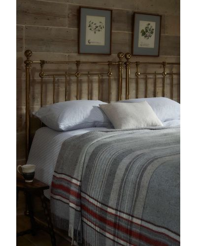 Johnstons of Elgin Donegal Check Bed Throw - Grey