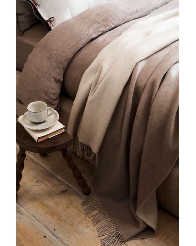 Johnstons of Elgin Plain Reversible Cashmere Bed Throw - Brown