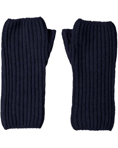 Johnstons of Elgin Ribbed Cashmere Wrist Warmers - Blue