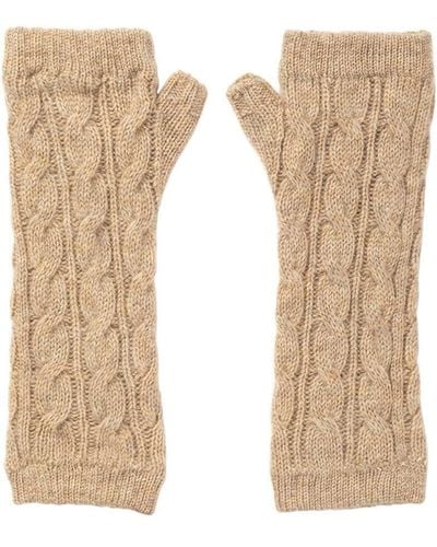 Johnstons of Elgin Cashmere Gauzy Cable Wrist Warmers - White