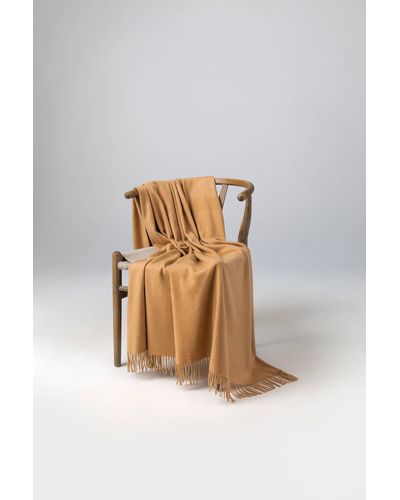 Johnstons of Elgin Camel Cashmere Throw - Brown