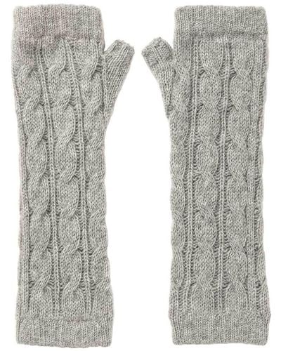 Johnstons of Elgin Cashmere Gauzy Cable Wrist Warmers - Grey