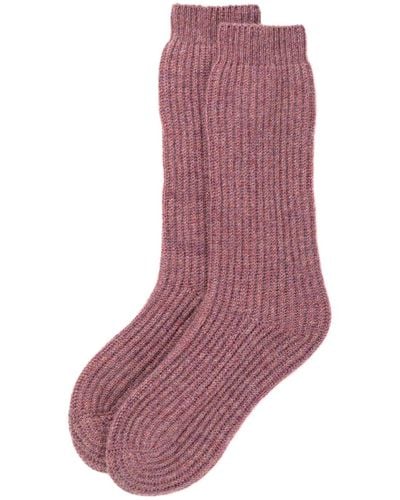 Johnstons of Elgin Ribbed Cashmere Bed Socks - Purple
