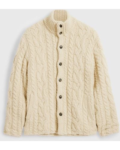 John Varvatos Brandt Cable Sweater - Natural