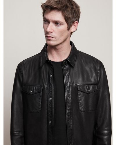 John Varvatos Lionel Leather Shirt Jacket - Black