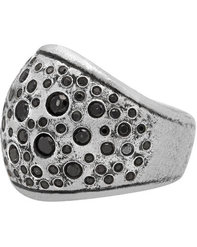John Varvatos Stardust Sterling Silver Band Ring, With Black Diamond