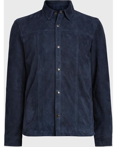 John Varvatos Suede Shirt Jacket - Blue