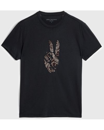 John Varvatos Peace Embroidery Tee - Black