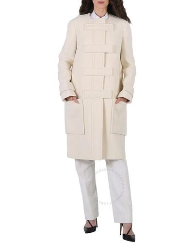 Burberry Ivory Blush Single-breasted Wool-blend Coat - Natural