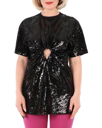 Burberry Virginia Sequin Oversize Cut-out T-shirt - Black