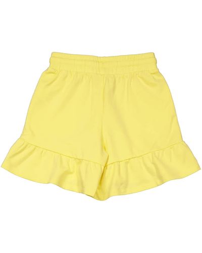 Moschino Girls Cotton Teddy Ruffle Shorts - Yellow
