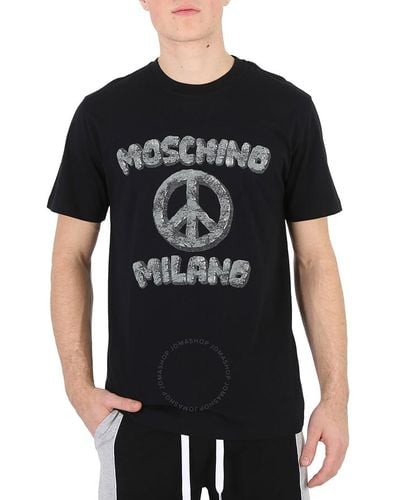 Moschino X The Flintstones Cotton Peace Print Regular T-shirt - Black