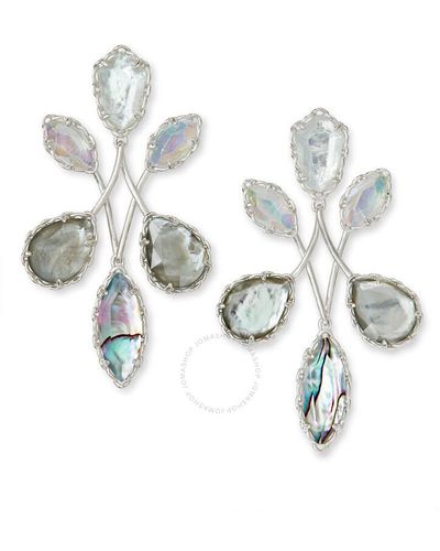 Kendra Scott Gwenyth Rhodium Plated Brass And Glass + Resin + Rock Crystal Earrings 4217705526 - Metallic