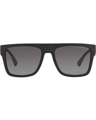Armani Exchange Grey Gradient Rectangular Sunglasses - Black