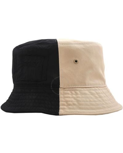 Burberry Soft Fawn Bicolor Twill Bucket Hat - Black