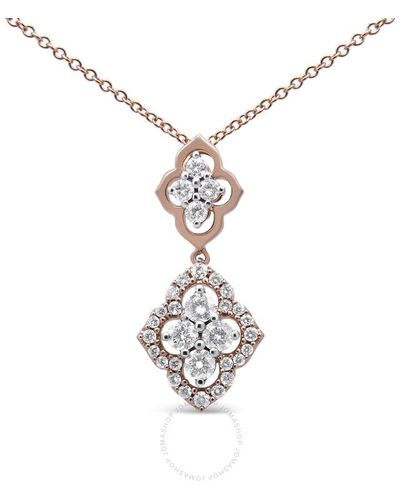 Haus of Brilliance 14k Re Gold 3/4 Cttw Round Diamond Double Quatrefoil Pendant 18'' Necklace - Metallic