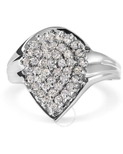 Haus of Brilliance 10k Gold 1/2 Cttw Diamond Pear Shaped Cluster Ring - White