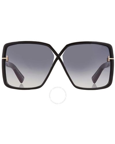 Tom Ford Yvonne Smoke Gradient Butterfly Sunglasses Ft1117 01b 63 - Blue