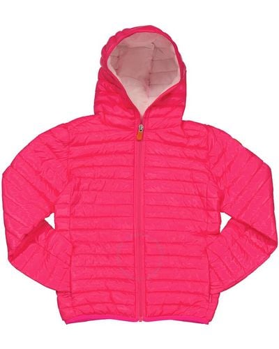 Save The Duck Girls Fluo Katie Hooded Puffer Jacket - Pink