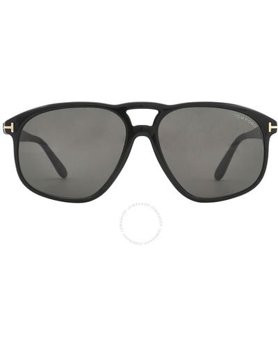 Tom Ford Pierre Smoke Navigator Sunglasses Ft1000 01a 58 - Black