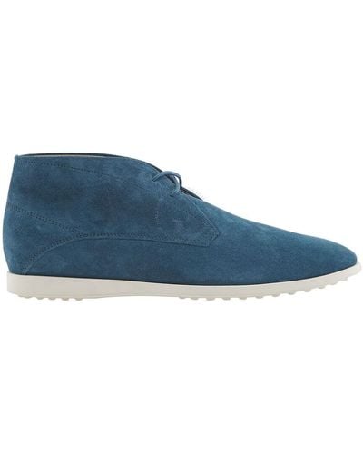 Tod's Suede Lace-up Chukka Boots - Blue