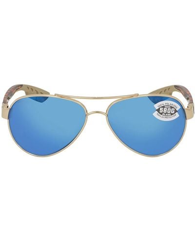 Costa Del Mar Loreto Mirror Polarized Glass Sunglasses Lr 64 Obmglp 56 - Blue