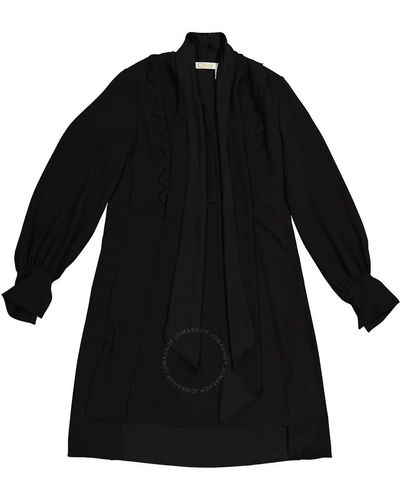 Chloé Pussy Bow Scallop Shift Dress - Black