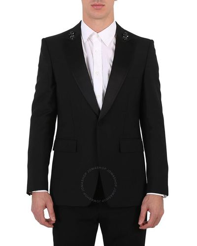Burberry English Fit Embellished Mohair Wool Tuxedo Jacket - Black